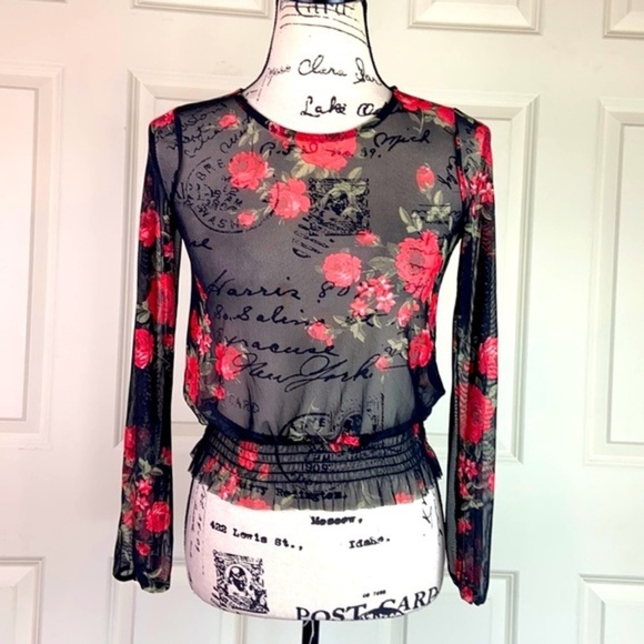 TMG New York Sheer Mesh Printed Top - Picture 2 of 9